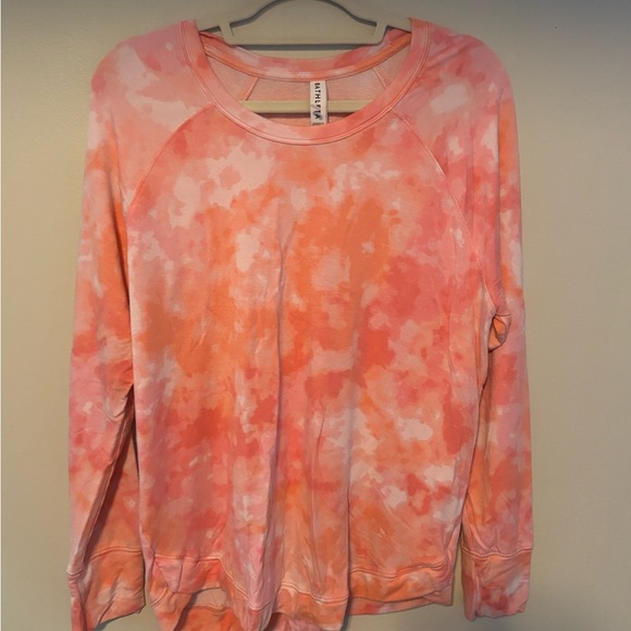 Athleta Mindset Tie Dye Lightweight Sweatshirt Pink Orange Colourway XL Tall - Picture 2 of 7